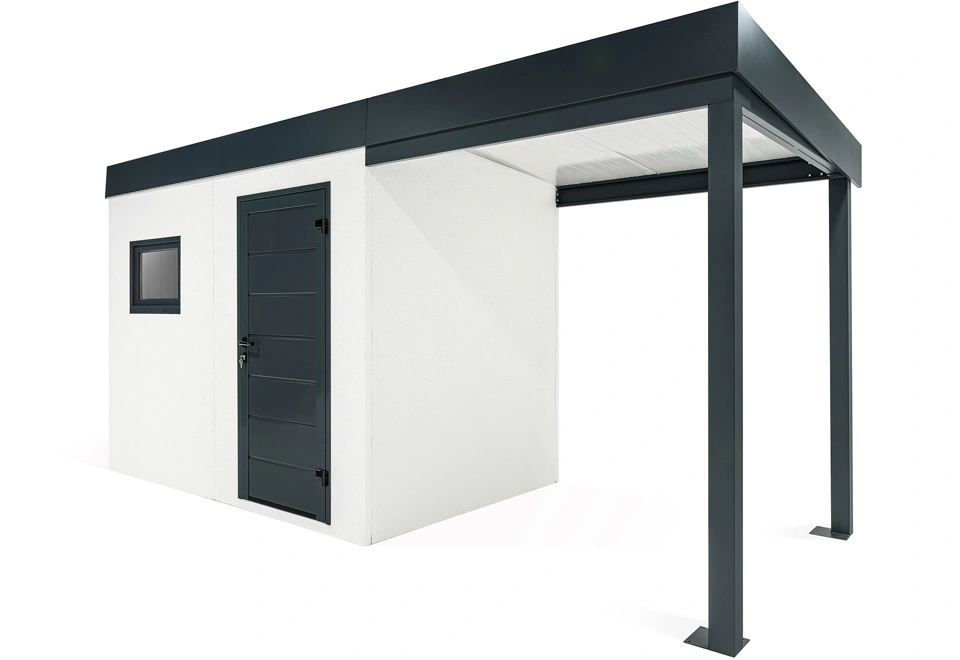 GARDEON® Zahradní domek s oknem a přístřeškem na pravé straně