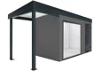 GARDEON® Zahradní domek s panoramatickým oknem, dveřmi Hörmann a přístřeškem