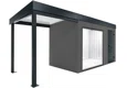 GARDEON® Zahradní domek s panoramatickým oknem, dveřmi Hörmann a přístřeškem
