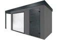 GARDEON® Zahradní domek s panoramatickým oknem, dveřmi Hörmann a přístřeškem