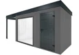 GARDEON® Zahradní domek s panoramatickým oknem, dveřmi Hörmann a přístřeškem