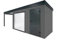 GARDEON® Zahradní domek s panoramatickým oknem, dveřmi Hörmann a přístřeškem