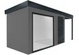 GARDEON® Zahradní domek s panoramatickým oknem, dveřmi Hörmann a přístřeškem