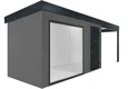 GARDEON® Zahradní domek s panoramatickým oknem, dveřmi Hörmann a přístřeškem