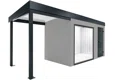 GARDEON® Zahradní domek s panoramatickým oknem, dveřmi Hörmann a přístřeškem