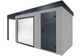 GARDEON® Zahradní domek s panoramatickým oknem, dveřmi Hörmann a přístřeškem