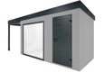 GARDEON® Zahradní domek s panoramatickým oknem, dveřmi Hörmann a přístřeškem