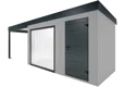 GARDEON® Zahradní domek s panoramatickým oknem, dveřmi Hörmann a přístřeškem