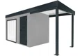 GARDEON® Zahradní domek s panoramatickým oknem, dveřmi Hörmann a přístřeškem