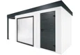 GARDEON® Zahradní domek s panoramatickým oknem, dveřmi Hörmann a přístřeškem