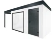 GARDEON® Zahradní domek s panoramatickým oknem, dveřmi Hörmann a přístřeškem