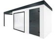 GARDEON® Zahradní domek s panoramatickým oknem, dveřmi Hörmann a přístřeškem