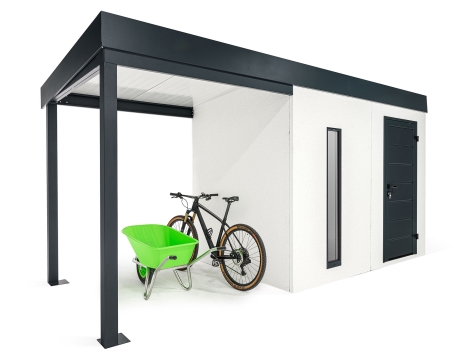 GARDEON® Zahradní domek se světlíkem a přístřeškem na levé straně