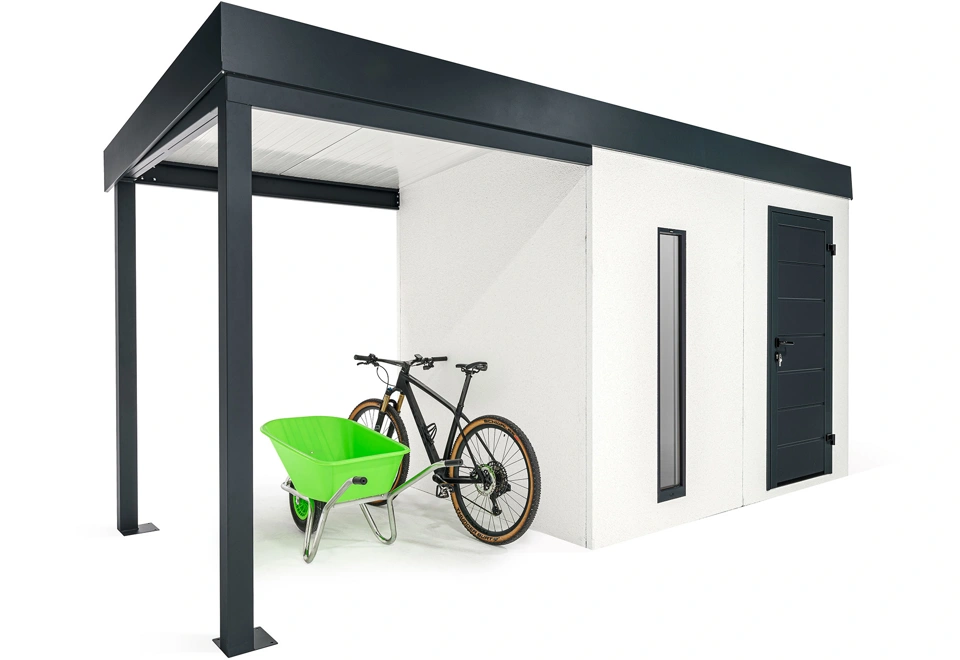 GARDEON® Zahradní domek se světlíkem a přístřeškem na levé straně