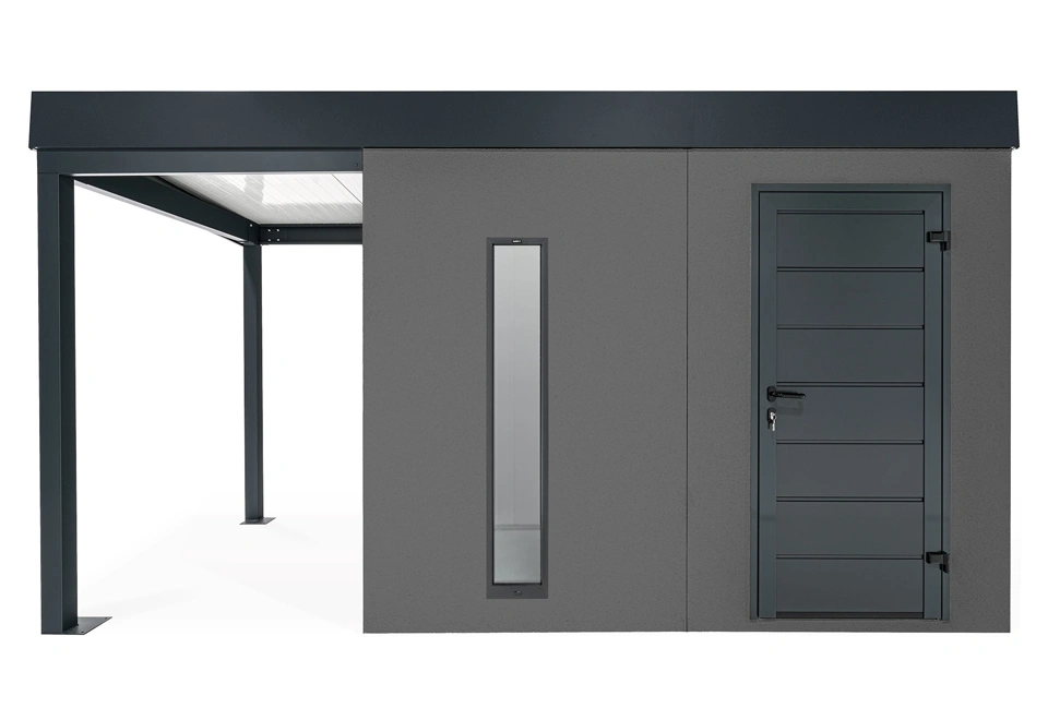 GARDEON® Zahradní domek se světlíkem a přístřeškem na levé straně