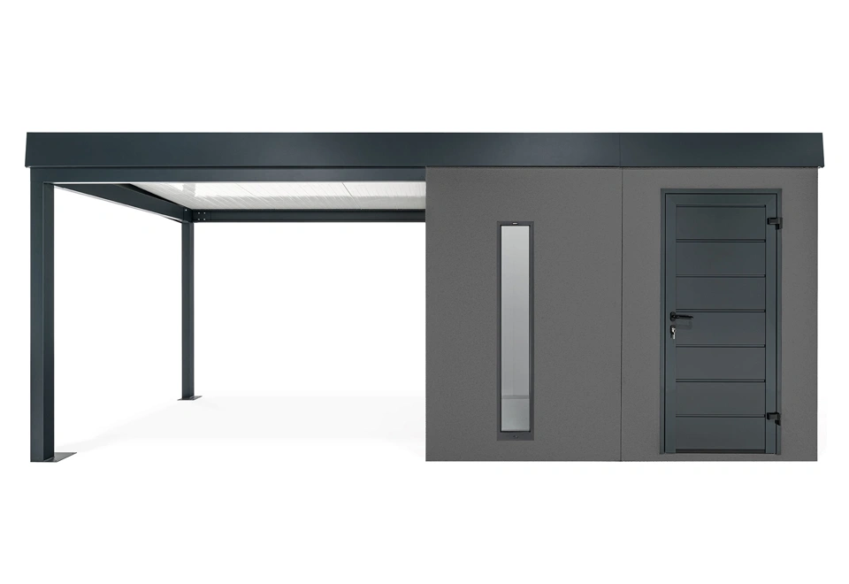 GARDEON® Zahradní domek se světlíkem a přístřeškem na levé straně