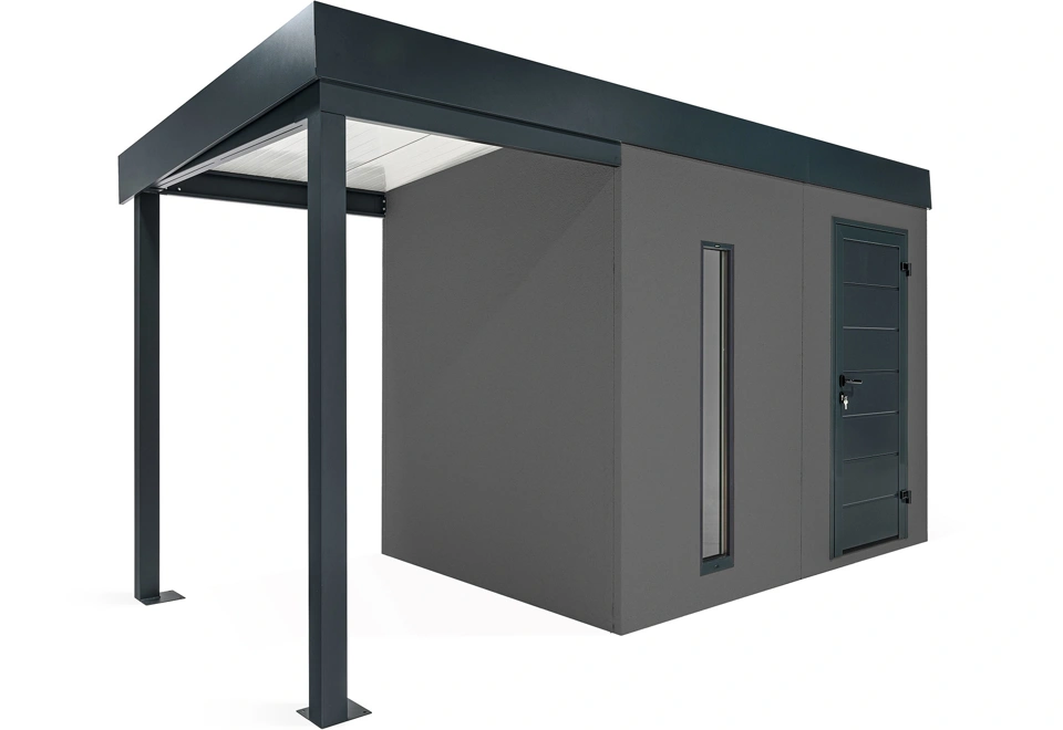 GARDEON® Zahradní domek se světlíkem a přístřeškem na levé straně