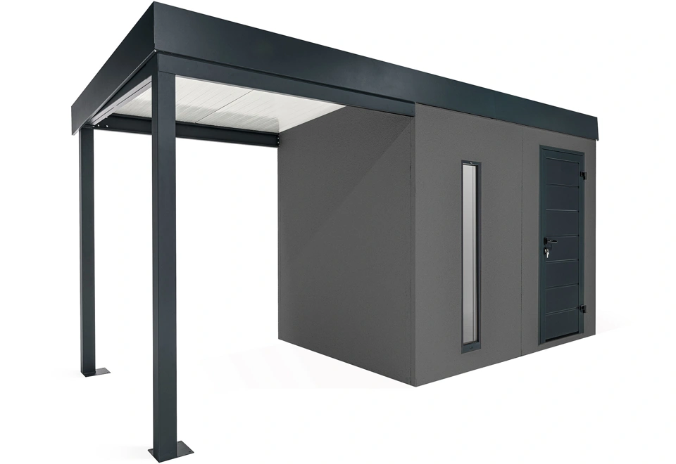 GARDEON® Zahradní domek se světlíkem a přístřeškem na levé straně