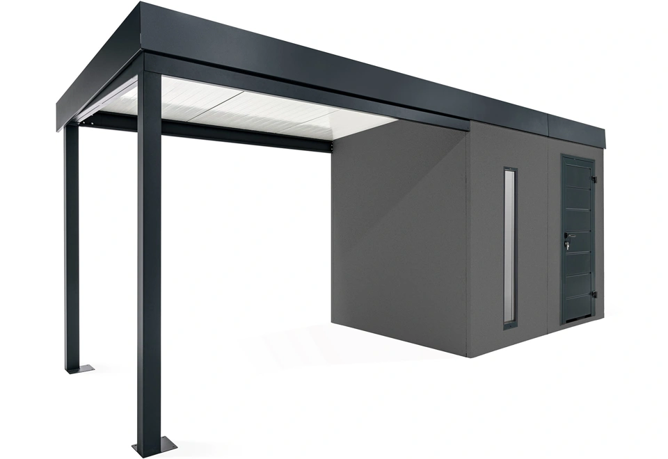 GARDEON® Zahradní domek se světlíkem a přístřeškem na levé straně