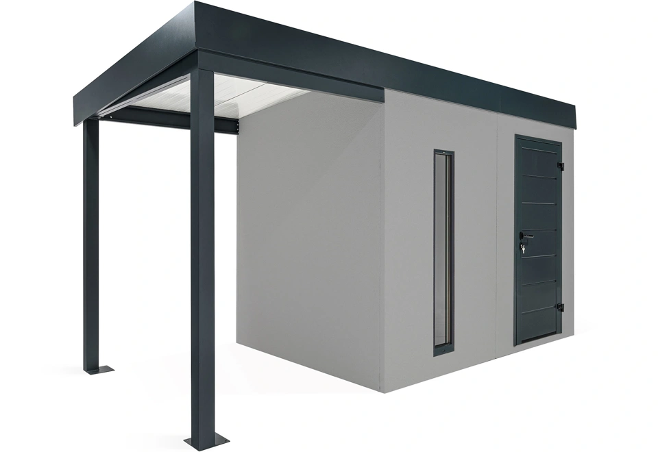 GARDEON® Zahradní domek se světlíkem a přístřeškem na levé straně