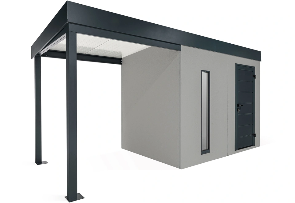 GARDEON® Zahradní domek se světlíkem a přístřeškem na levé straně