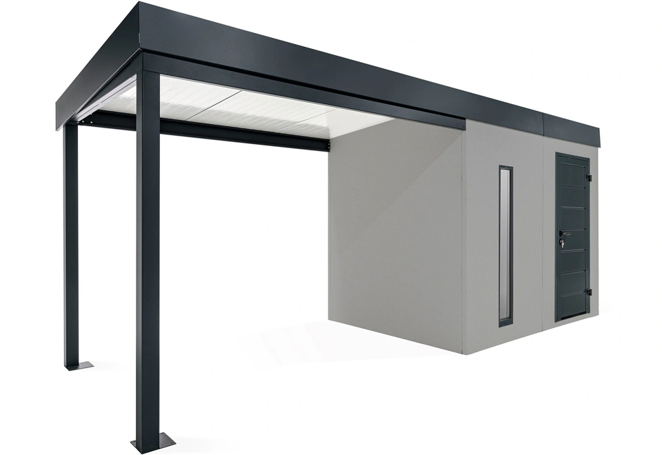 GARDEON® Zahradní domek se světlíkem a přístřeškem na levé straně