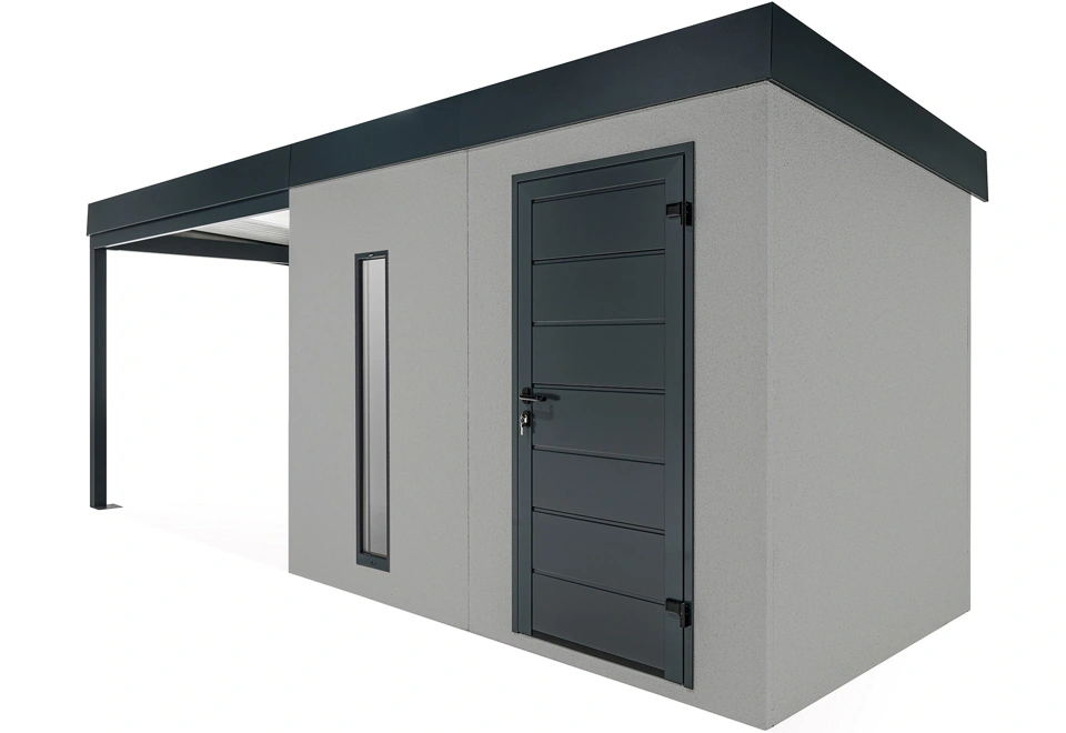 GARDEON® Zahradní domek se světlíkem a přístřeškem na levé straně