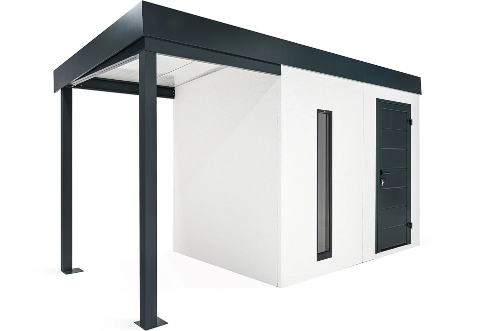 GARDEON® Zahradní domek se světlíkem a přístřeškem na levé straně