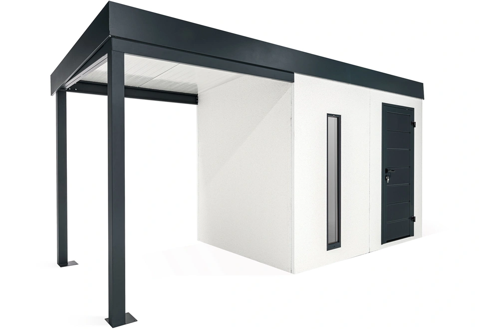 GARDEON® Zahradní domek se světlíkem a přístřeškem na levé straně