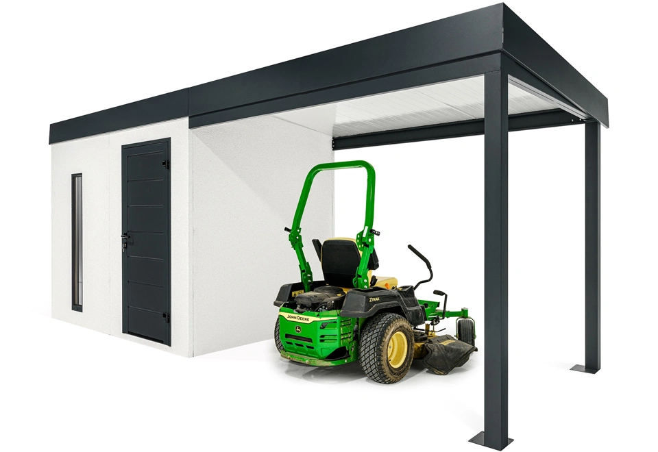 GARDEON® Zahradní domek se světlíkem a přístřeškem na pravé straně