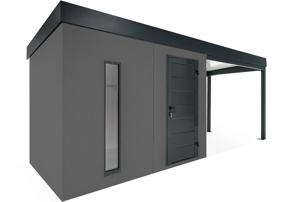 GARDEON® Zahradní domek se světlíkem a přístřeškem na pravé straně