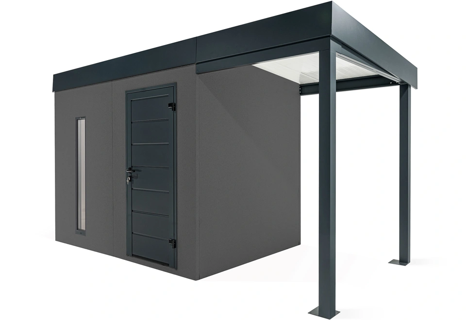 GARDEON® Zahradní domek se světlíkem a přístřeškem na pravé straně