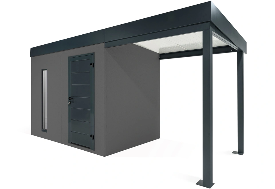 GARDEON® Zahradní domek se světlíkem a přístřeškem na pravé straně