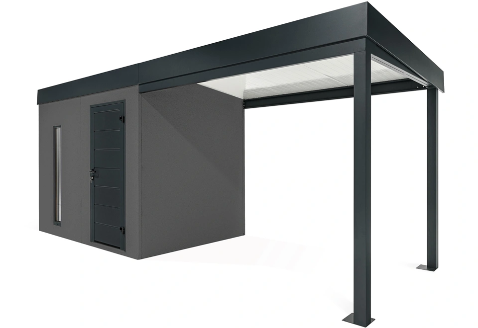 GARDEON® Zahradní domek se světlíkem a přístřeškem na pravé straně