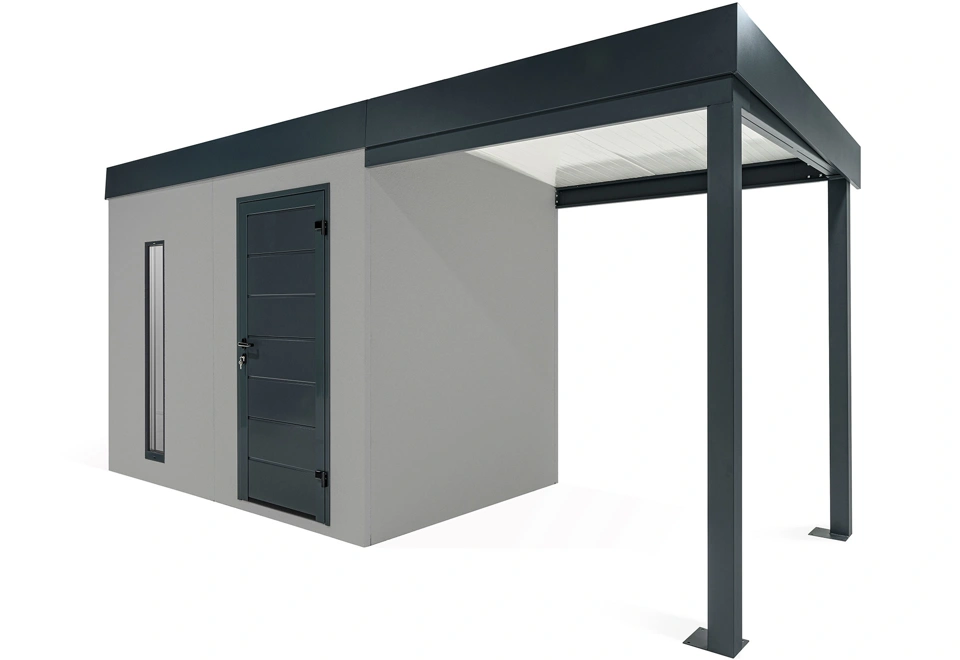 GARDEON® Zahradní domek se světlíkem a přístřeškem na pravé straně