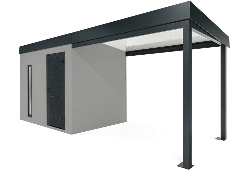 GARDEON® Zahradní domek se světlíkem a přístřeškem na pravé straně