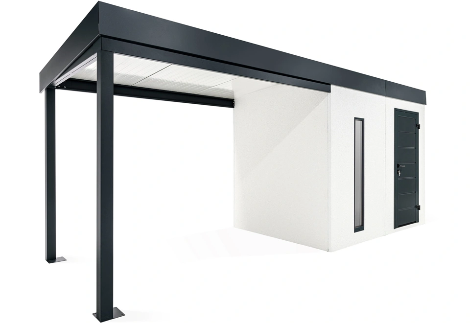 GARDEON® Zahradní domek se světlíkem a přístřeškem na pravé straně