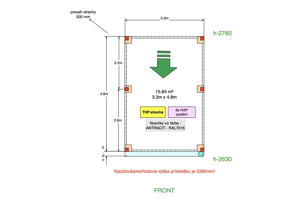 Zvýšený přístřešek GARDEON® - pro jedno auto
